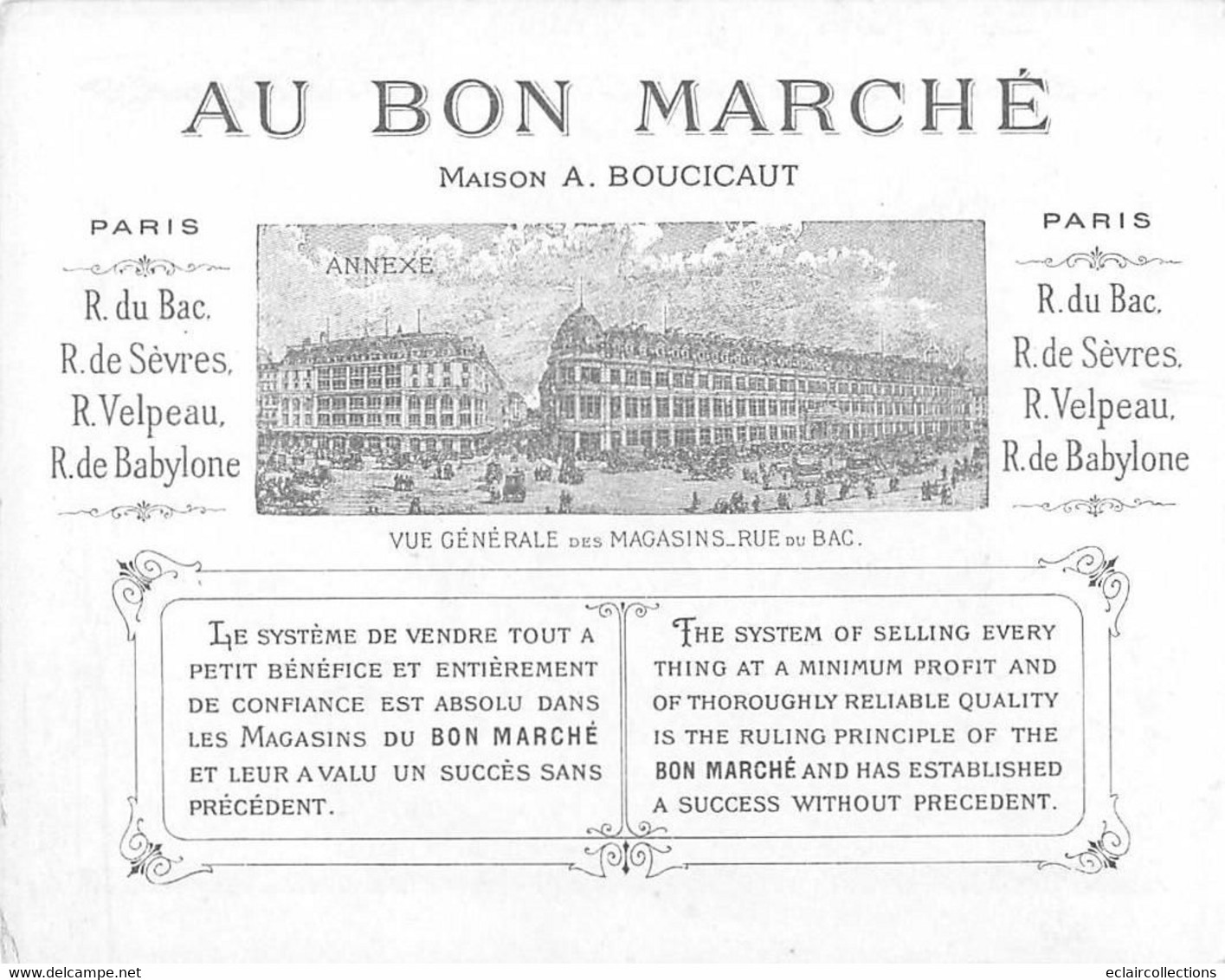 Image; 13.5 X 10.5 Cm   Publicité  Au Bon Marché  Expo 1900  Poste Du Grand Châtelet  Robida   (voir Scan) - Sonstige & Ohne Zuordnung