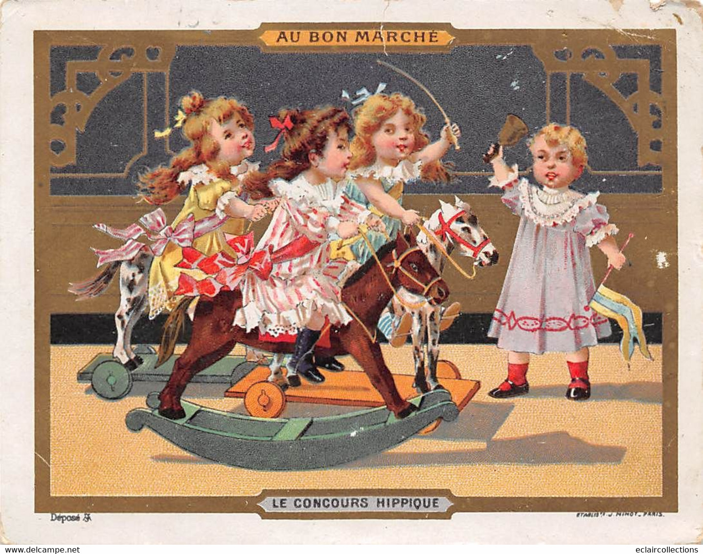 Image; 13.5 X 10.5 Cm   Publicité  Au Bon Marché   Jeux D'enfants Cheval A Bascule    (voir Scan) - Autres & Non Classés