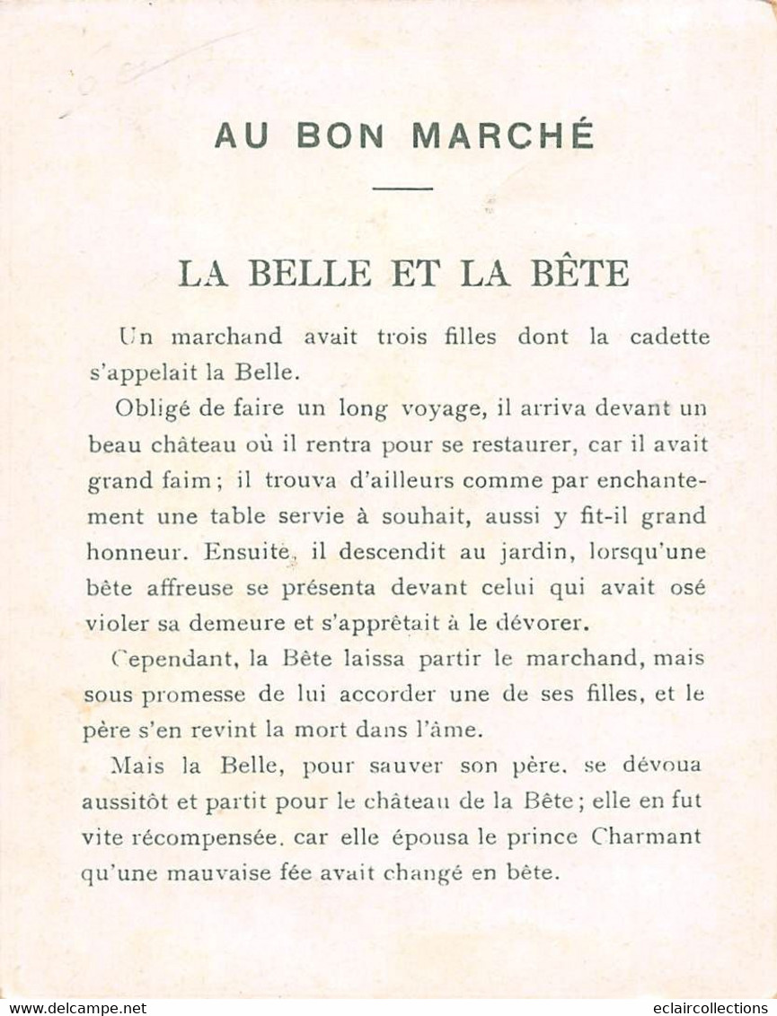 Image; 13.5 X 10.5 Cm   Publicité  Au Bon Marché   La Belle Et La Bête      (voir Scan) - Autres & Non Classés