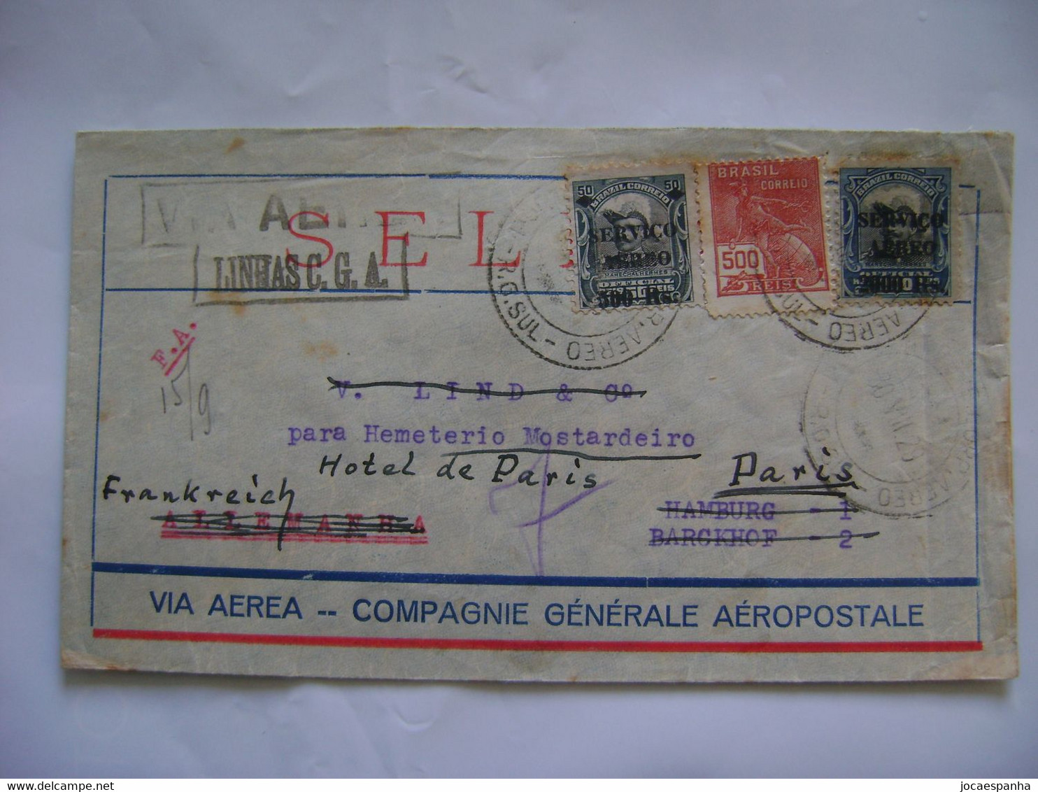 BRAZIL / BRASIL - LETTER SENT FROM PORTO ALEGRE TO PARIS (FRANCE) VIA AEROPOSTALE IN 1929 IN THE STATE - Storia Postale