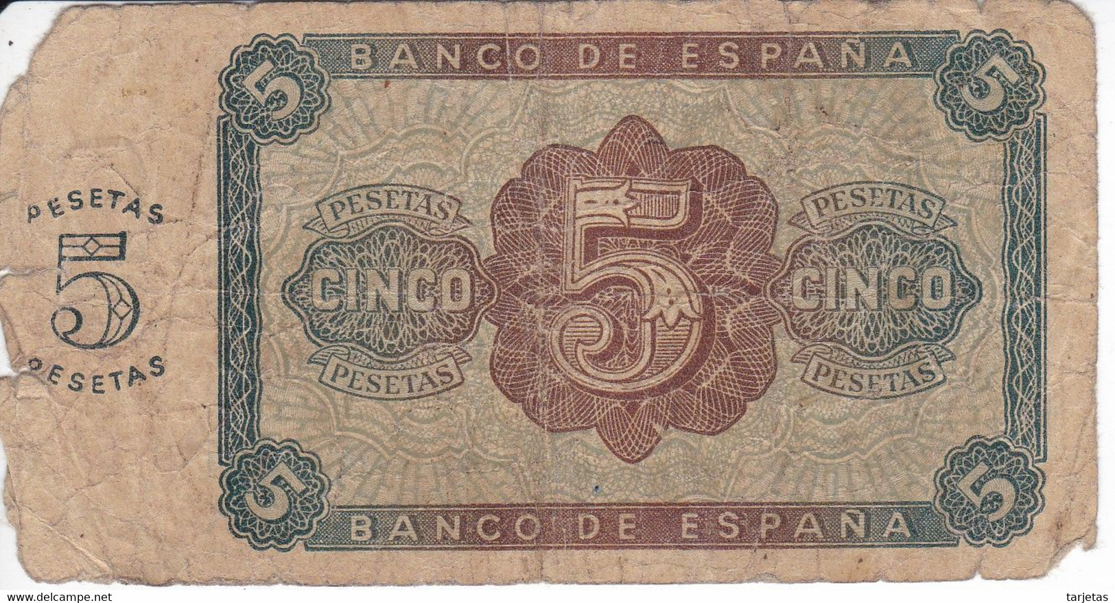 BILLETE DE ESPAÑA DE 5 PTAS DE BURGOS DEL AÑO 1938 SERIE K  (BANKNOTE) - 5 Pesetas