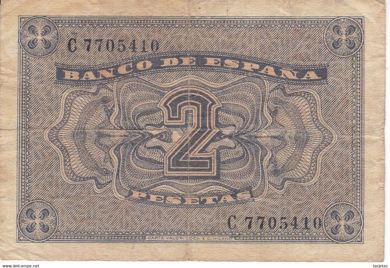 BILLETE DE 2 PTAS DE 1938 CATEDRAL DE BURGOS SERIE C  (BANKNOTE) - 1-2 Peseten