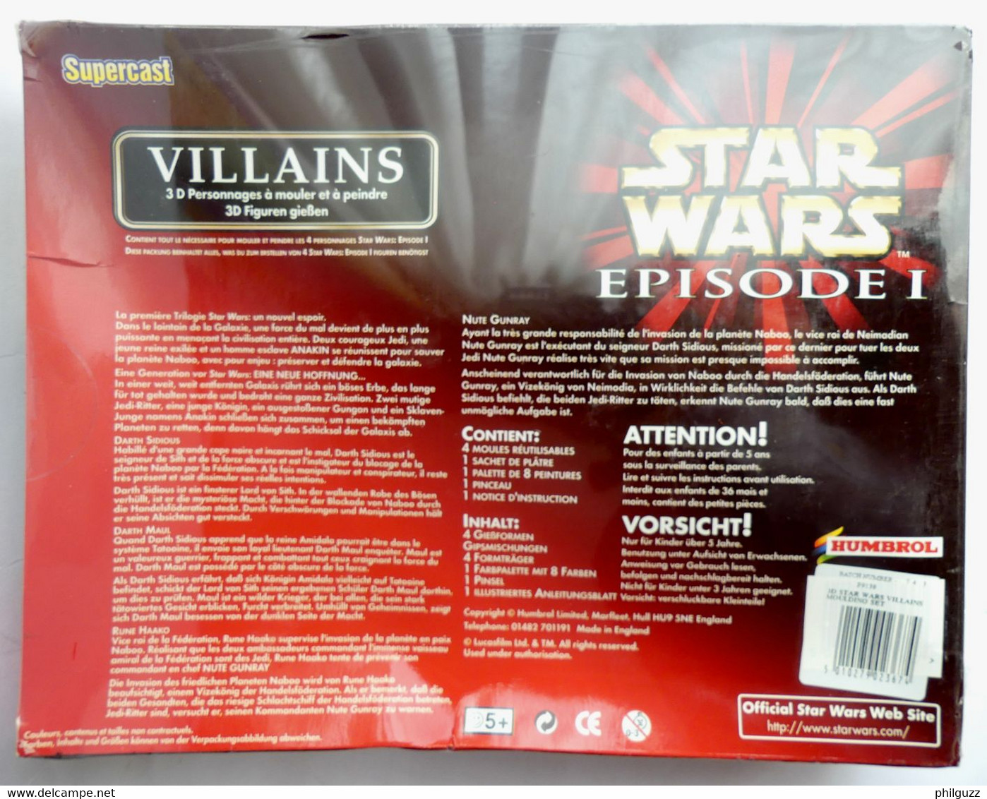 BOITE MOULAGE SUPER CAST STAR WARS EPISODE 1 LES VILLAINS 1999  NEUVE SOUS FILM Genre MAKO MOULAGE - Episode I