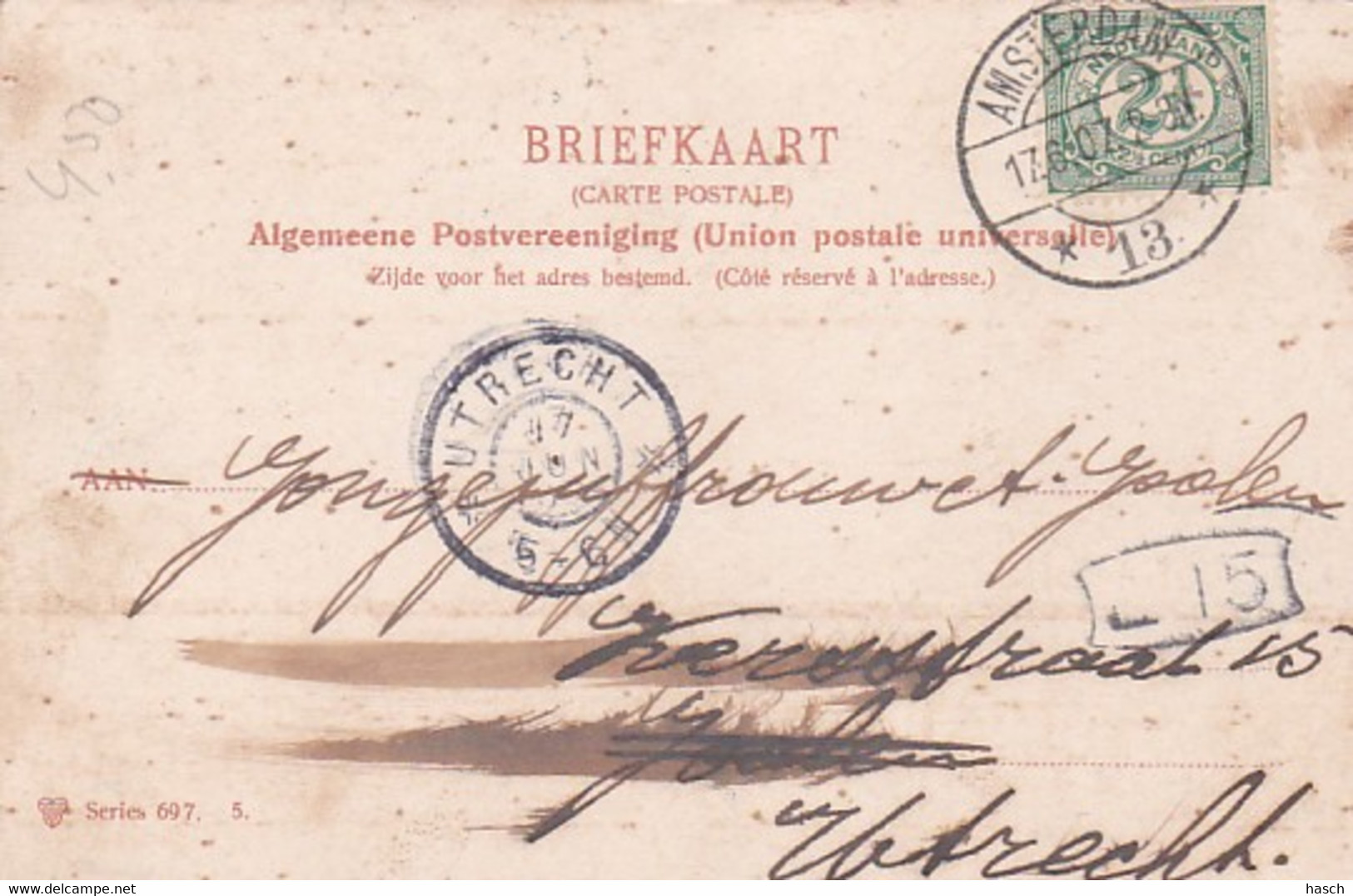 4837115Den Helder, Hr. Ms. Pantserdekschip ,,Holland’’ (poststempel 1907) - Den Helder