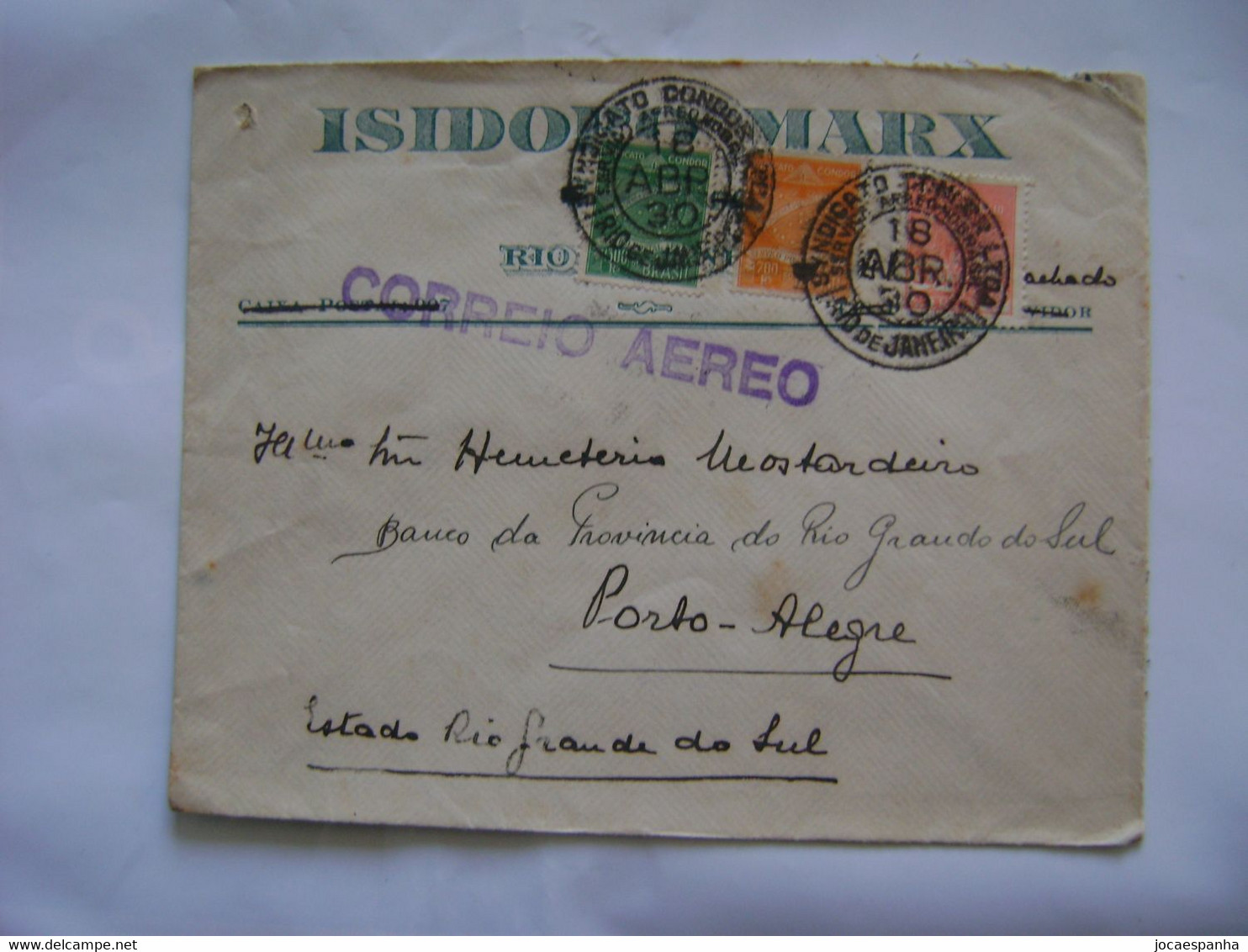 BRASIL / BRAZIL - SYNDICATO CONDOR , LETTER SENT FROM RIO DE JANEIRO TO PORTO ALEGRE IN 1930 IN THE STATE - Storia Postale