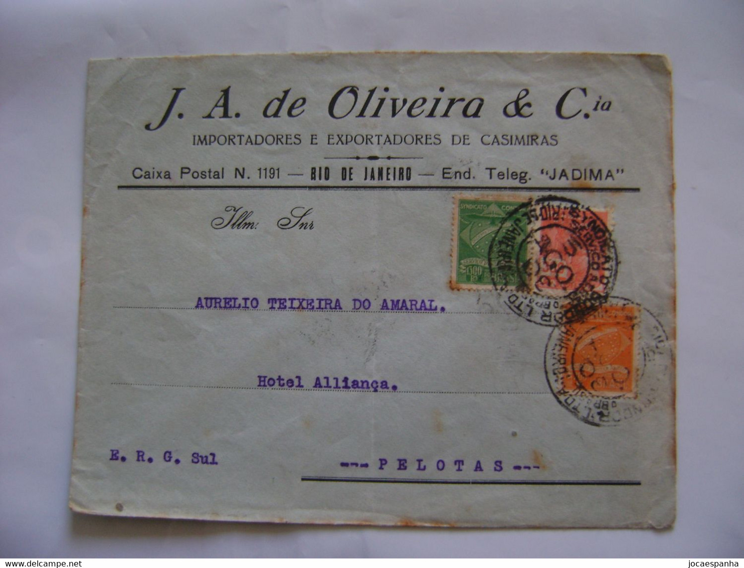 BRASIL / BRAZIL - SYNDICATO CONDOR , LETTER SENT FROM RIO DE JANEIRO TO PELOTAS IN 1930 IN THE STATE - Storia Postale