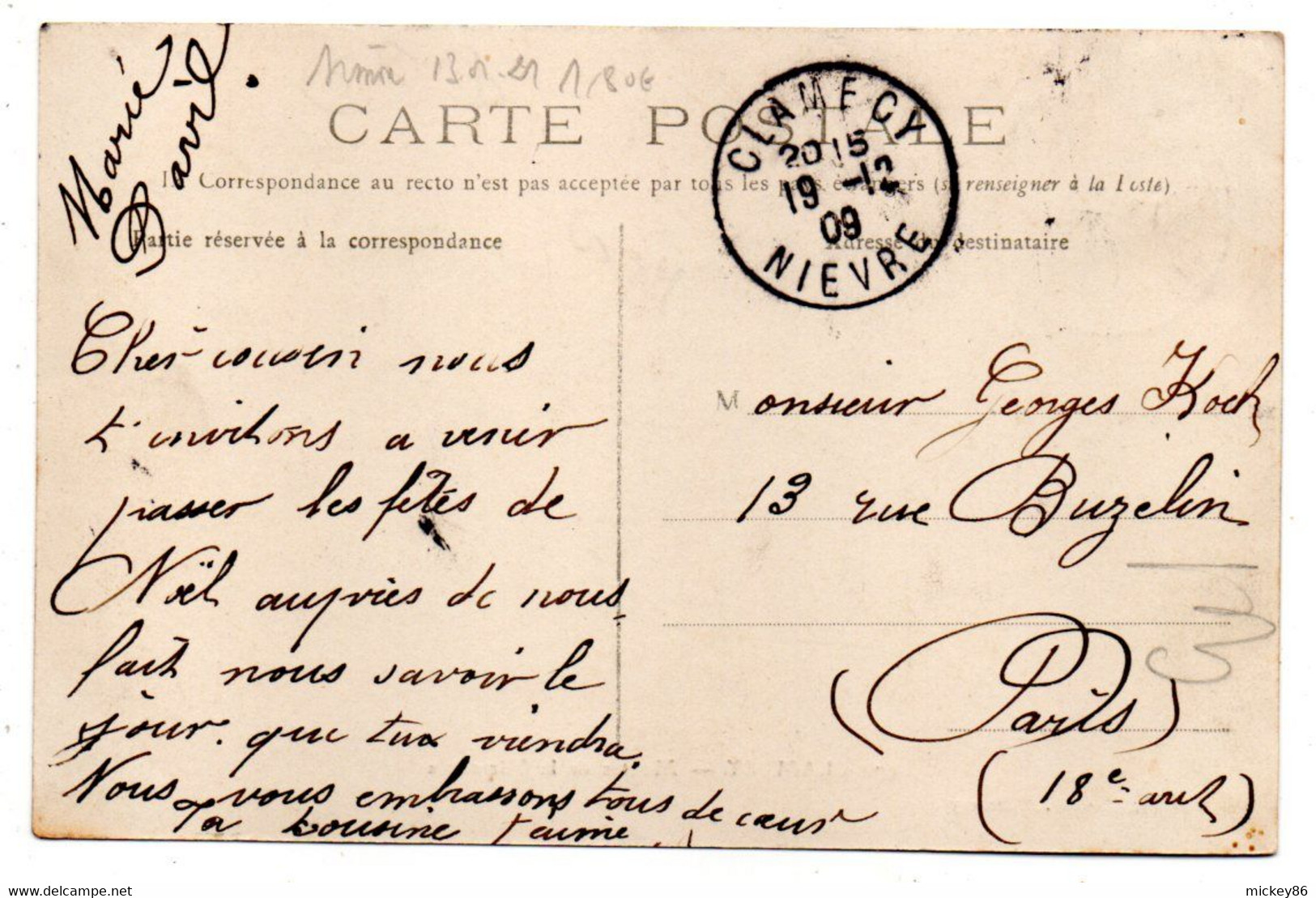 CLAMECY--1908--  Montée De La Mirandole ( Animée ) .....timbre , Cachet ...............à Saisir - Clamecy