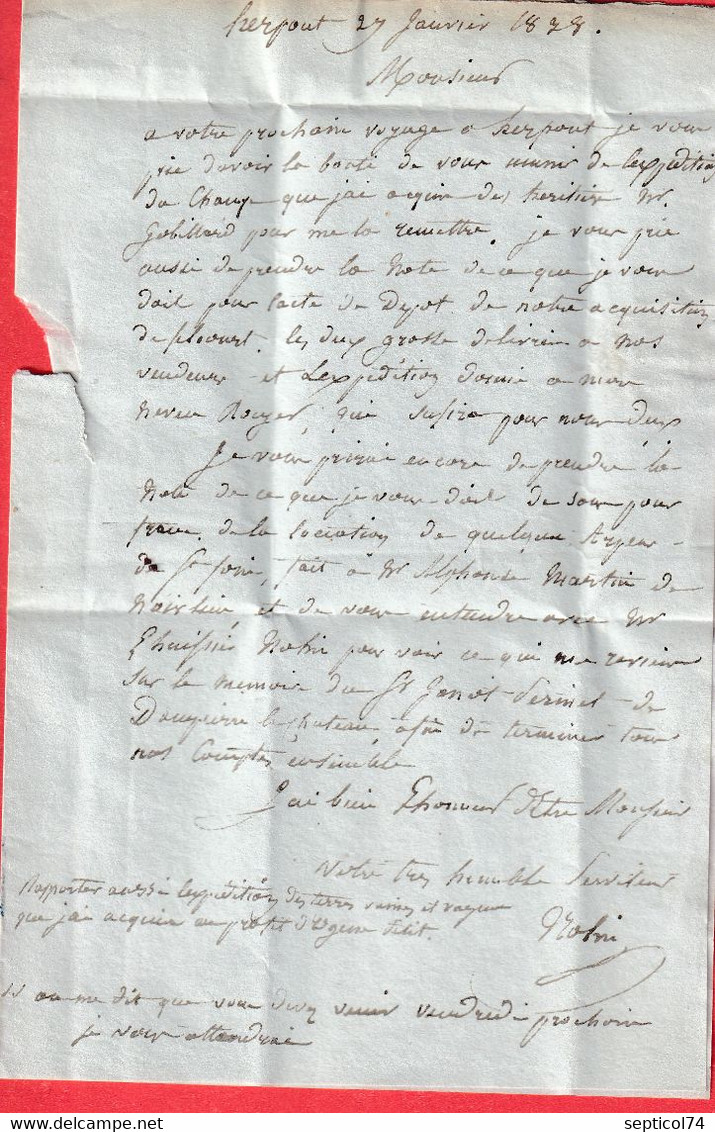 BOITE RURALE SEULE B HERPONT MARNE POUR EPENSE 1838 - 1801-1848: Précurseurs XIX