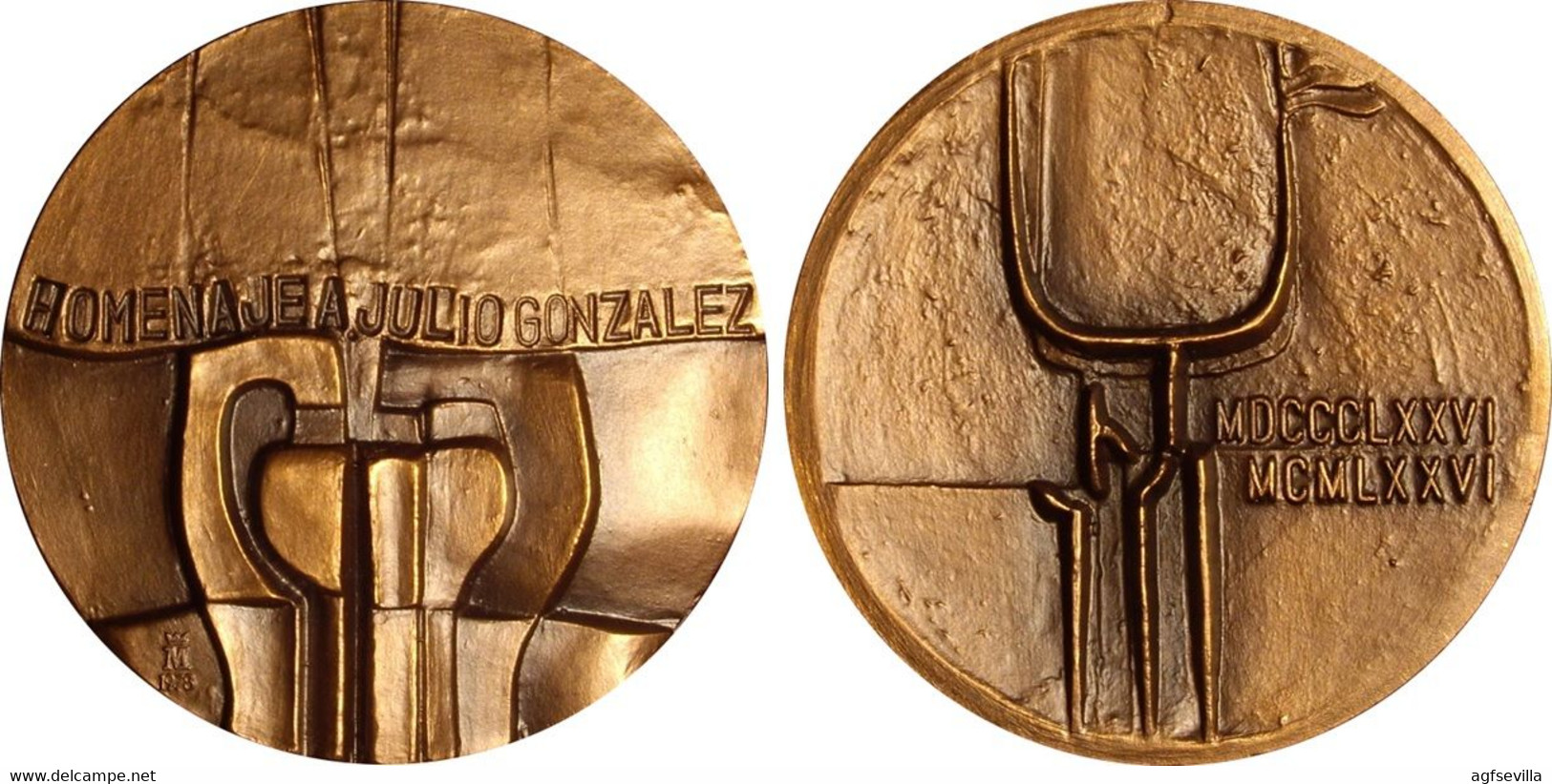 ESPAÑA. MEDALLA F.N.M.T. DEDICADA AL ESCULTOR JULIO GONZÁLEZ. 1.978. BRONCE. ESPAGNE. SPAIN MEDAL - Professionali/Di Società