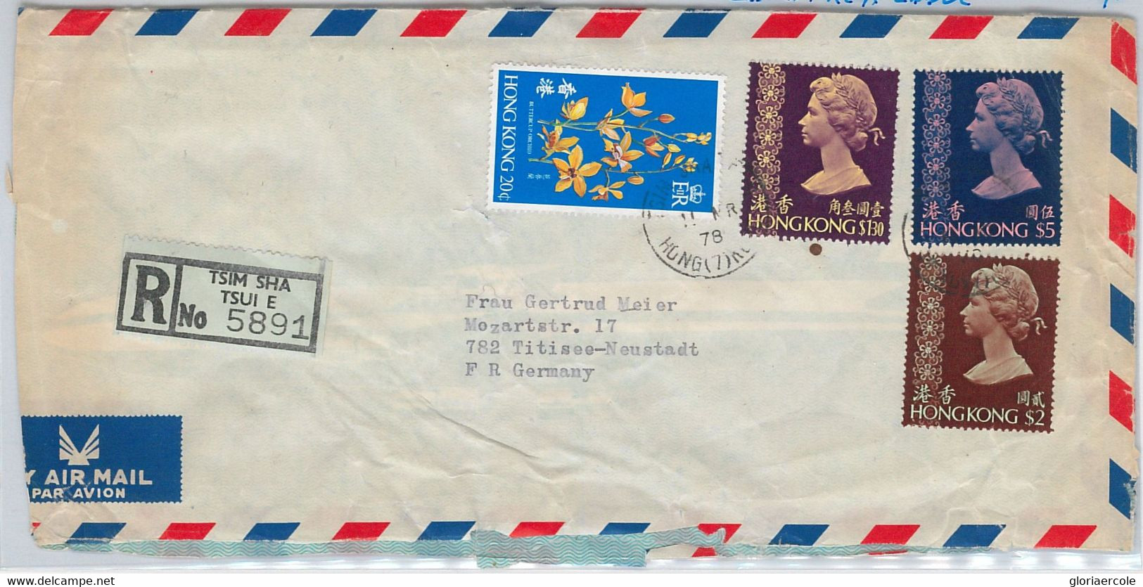 49296 - HONG KONG Postal History: REGISTERED COVER From TSIM SHA TSUI E To GERMANY 1971 - Brieven En Documenten