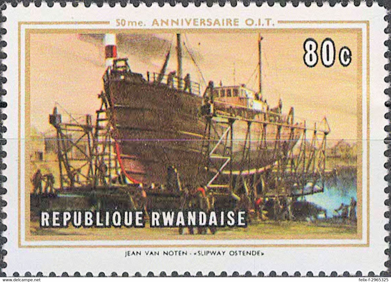 3972 Mi.Nr. 362 Ruanda (1969) Slipway At Ostende By Jean Van Noten Ungebraucht - Ongebruikt