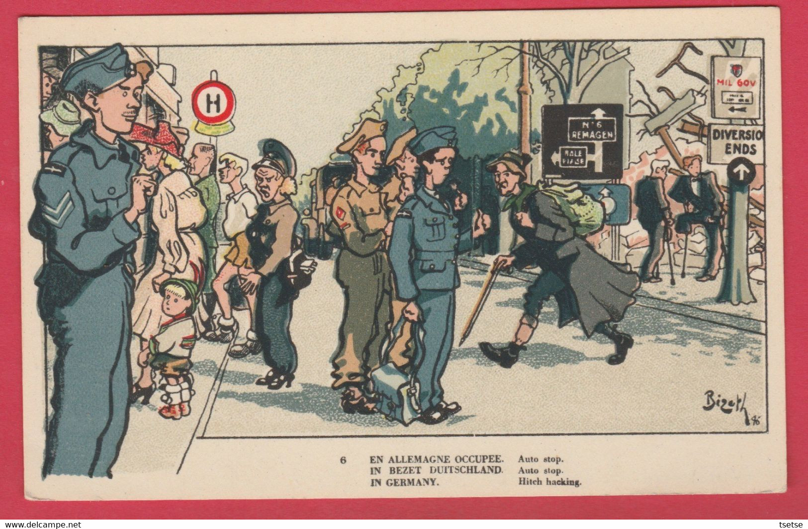 WW2 -En Allemagne Occupée - Carte Humoristique Illustrée Par Bizet - 1 ( Voir Verso ) - Weltkrieg 1939-45