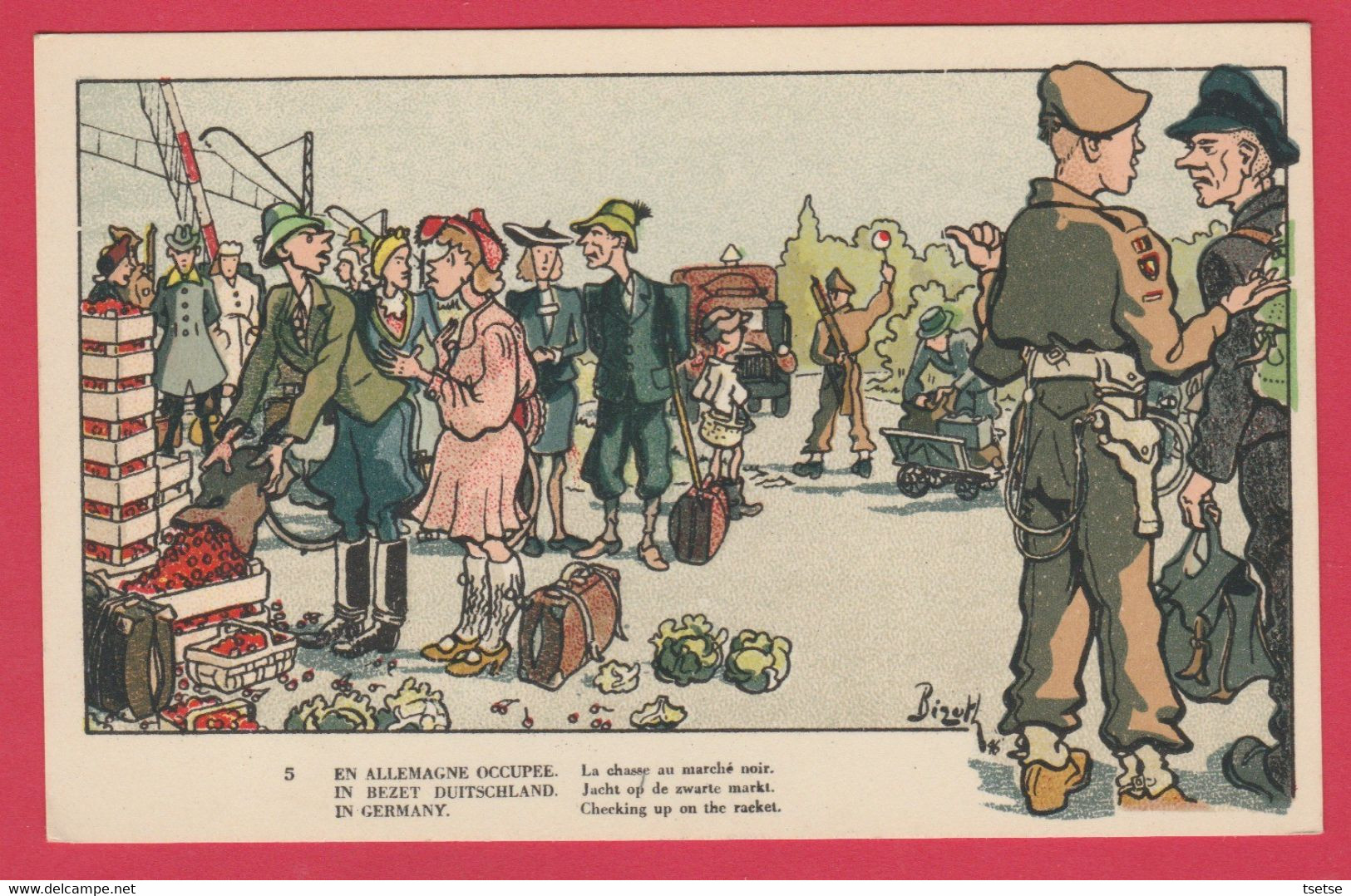 WW2 -En Allemagne Occupée - Carte Humoristique Illustrée Par Bizet - 2 ( Voir Verso ) - Guerre 1939-45