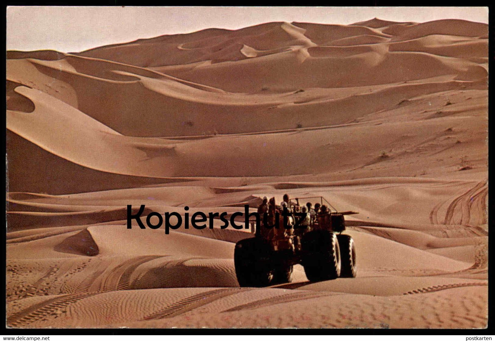 ÄLTERE POSTKARTE SAND BUGGY IN THE RUB AL-KHALI ARABIAN AMERICAN OIL COMPANY Saudi Arabia Saudi Arabien Postcard Trecker - Arabie Saoudite