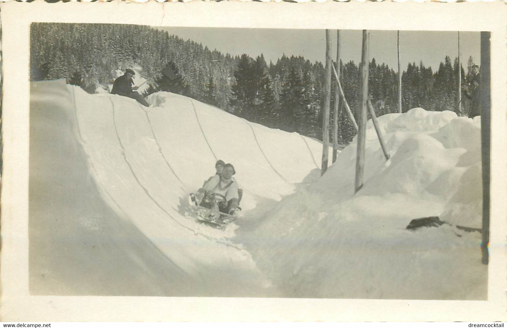 Photo Cpa Suisse VILLARS SUR OLLON. Descente En Bobsleigh Ou Luge 1926 - Ollon