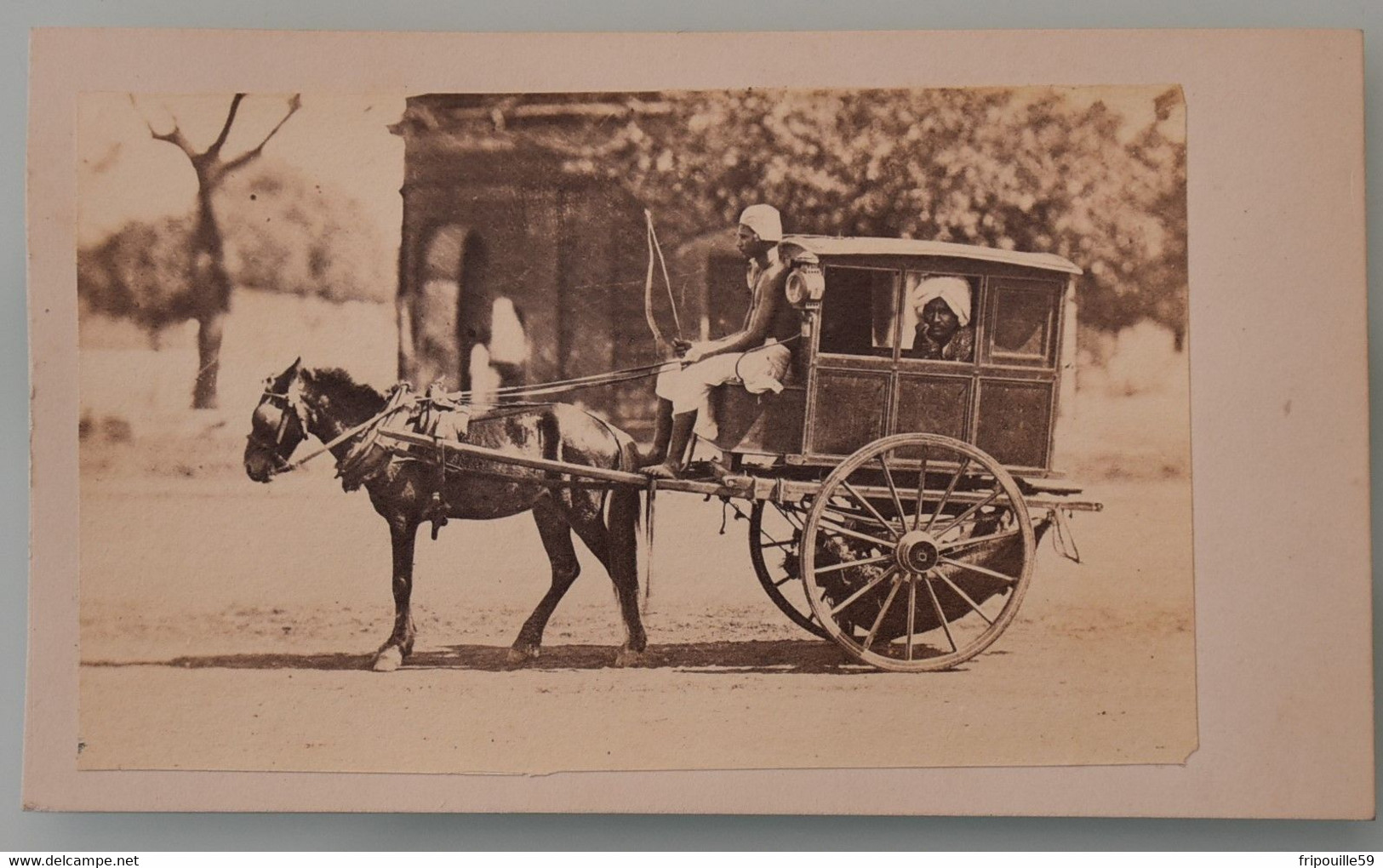 Ancienne Photo Originale - Inde - Voiture Indienne- Vers 1880 !! - Sur Carton Fort - 10,5 X 6,5 Cm - - Old (before 1900)