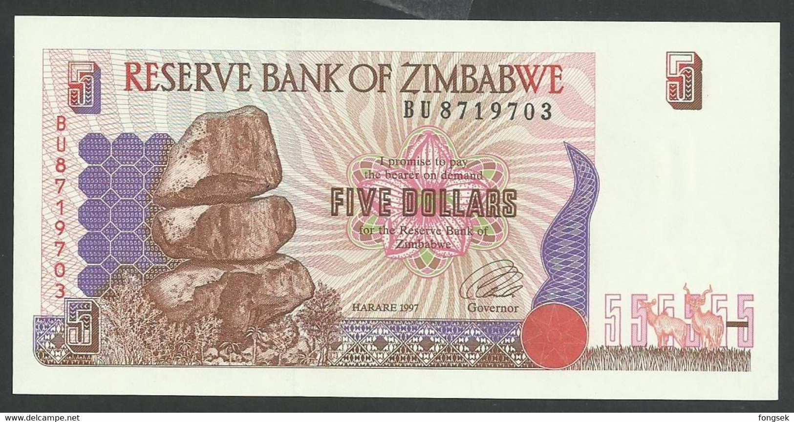 ZIMBABWE. 5 + 10 + 20 DOLLARS. 1997. Pick 5+6+7. SIGN.3.  UNC / NEUF. LOT OF 3 BANKNOTES - Zimbabwe