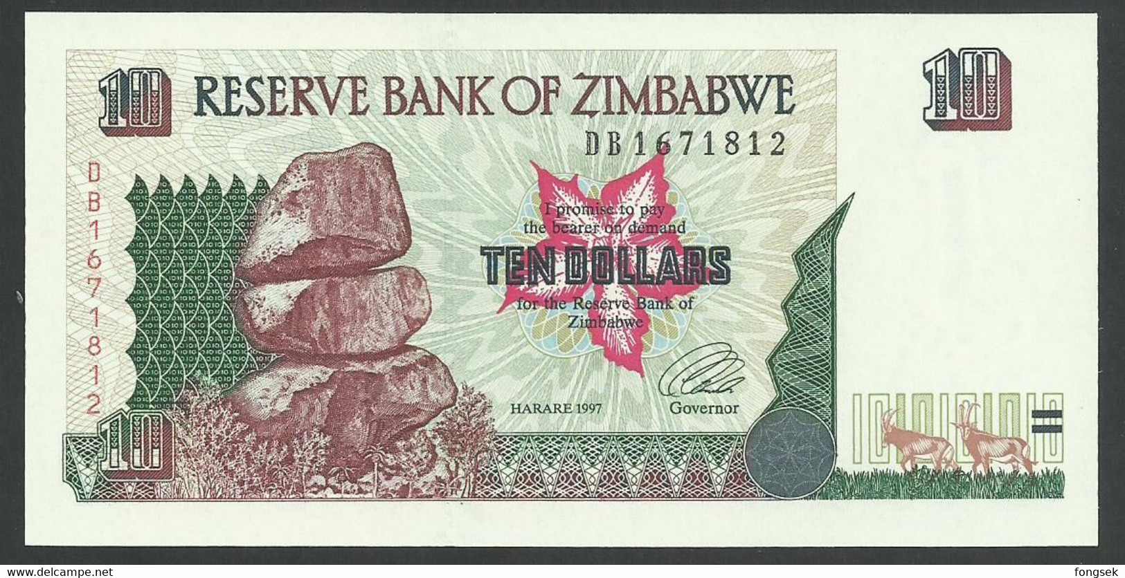 ZIMBABWE. 5 + 10 + 20 DOLLARS. 1997. Pick 5+6+7. SIGN.3.  UNC / NEUF. LOT OF 3 BANKNOTES - Zimbabwe