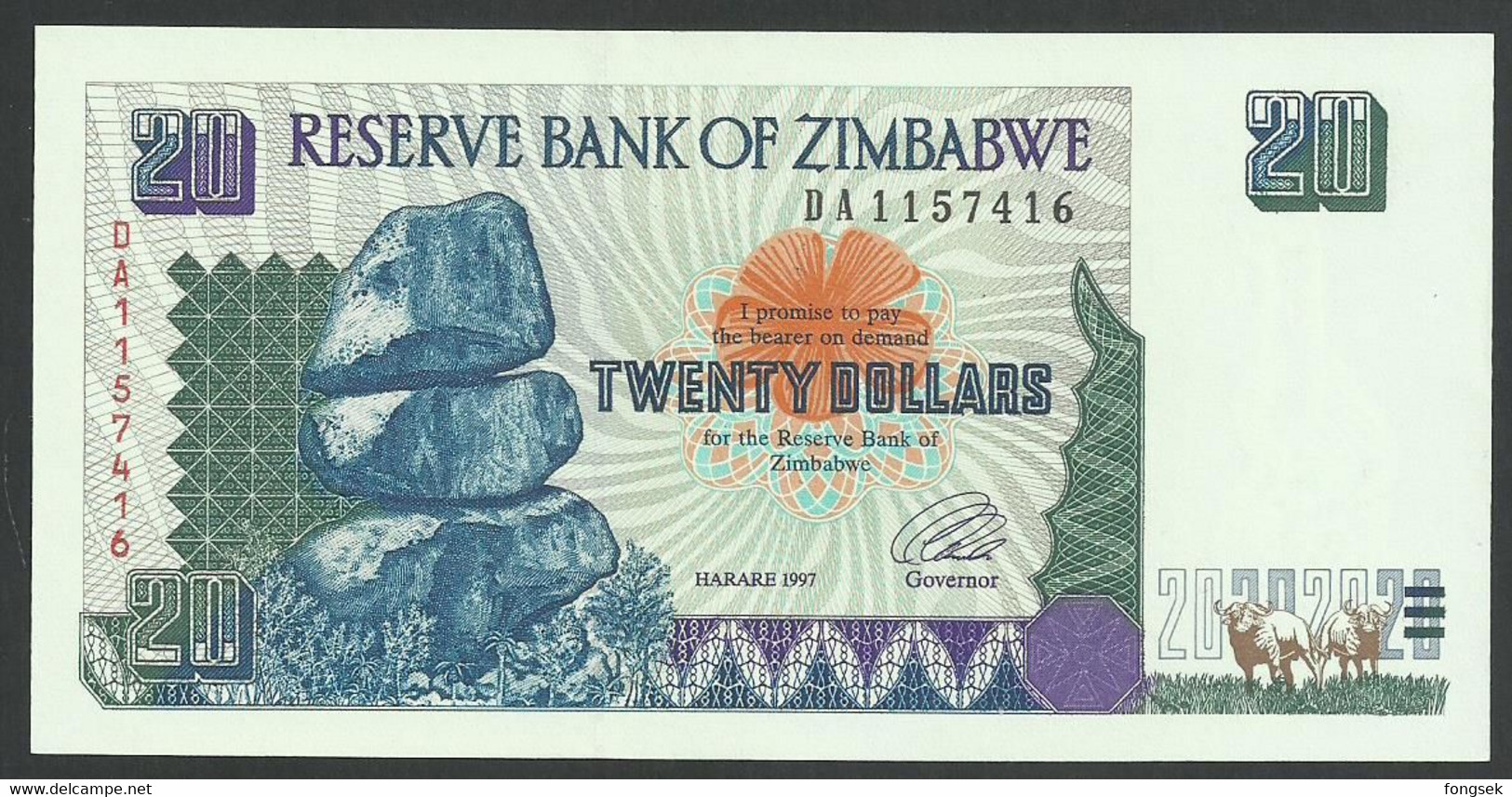 ZIMBABWE. 5 + 10 + 20 DOLLARS. 1997. Pick 5+6+7. SIGN.3.  UNC / NEUF. LOT OF 3 BANKNOTES - Zimbabwe