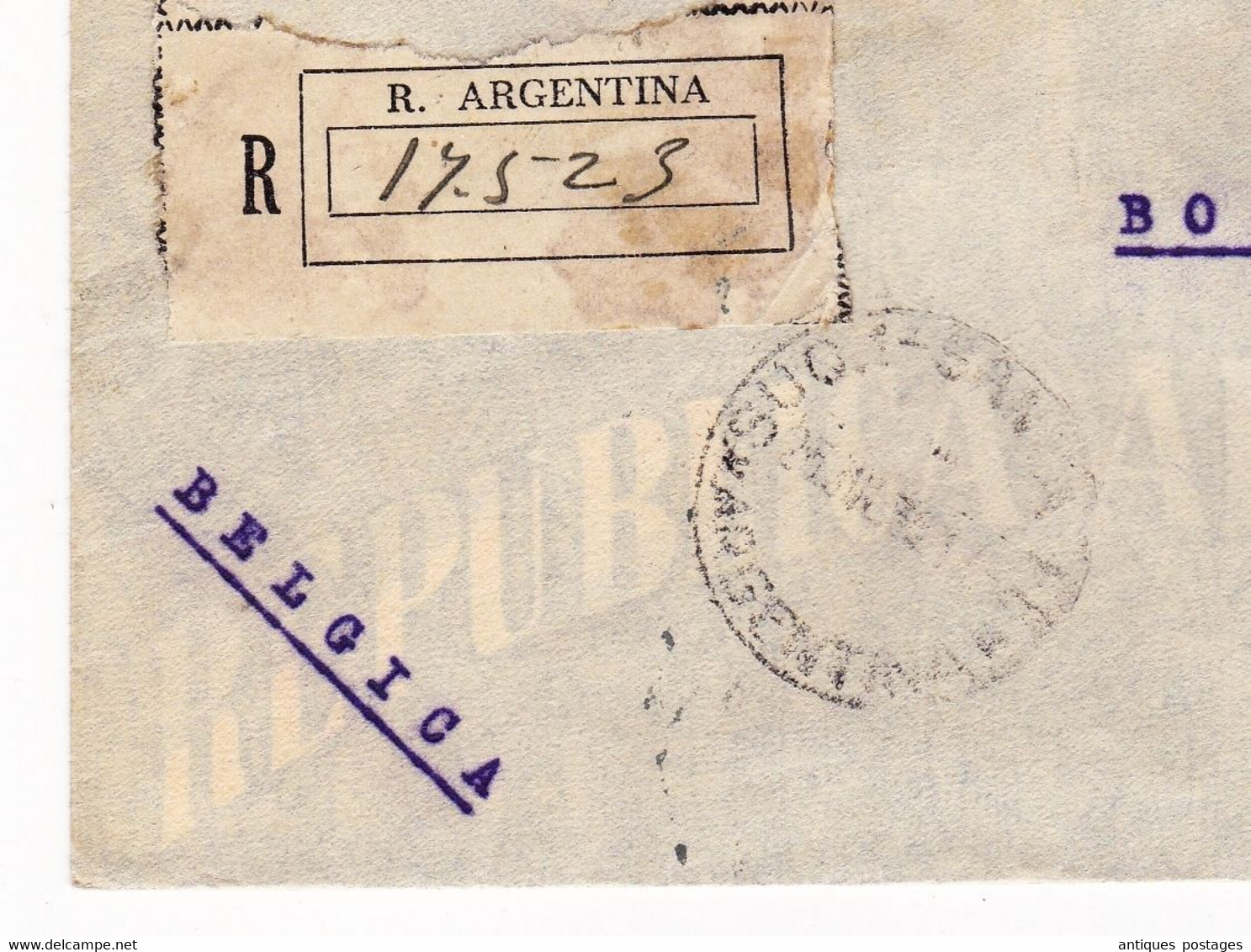 Lettre 1938 Santa Fé Argentine Certificada Léon Verbist Boom Belgique Argentina - Lettres & Documents