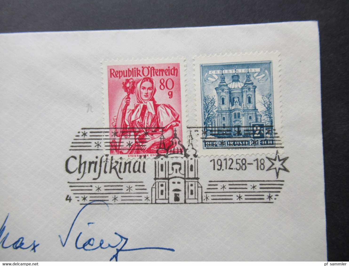 Österreich Christkindl 1954 - 1960 auch verschiedene Stempel u. Leitzettel und bessere Verwendungen insgesamt 30 Belege