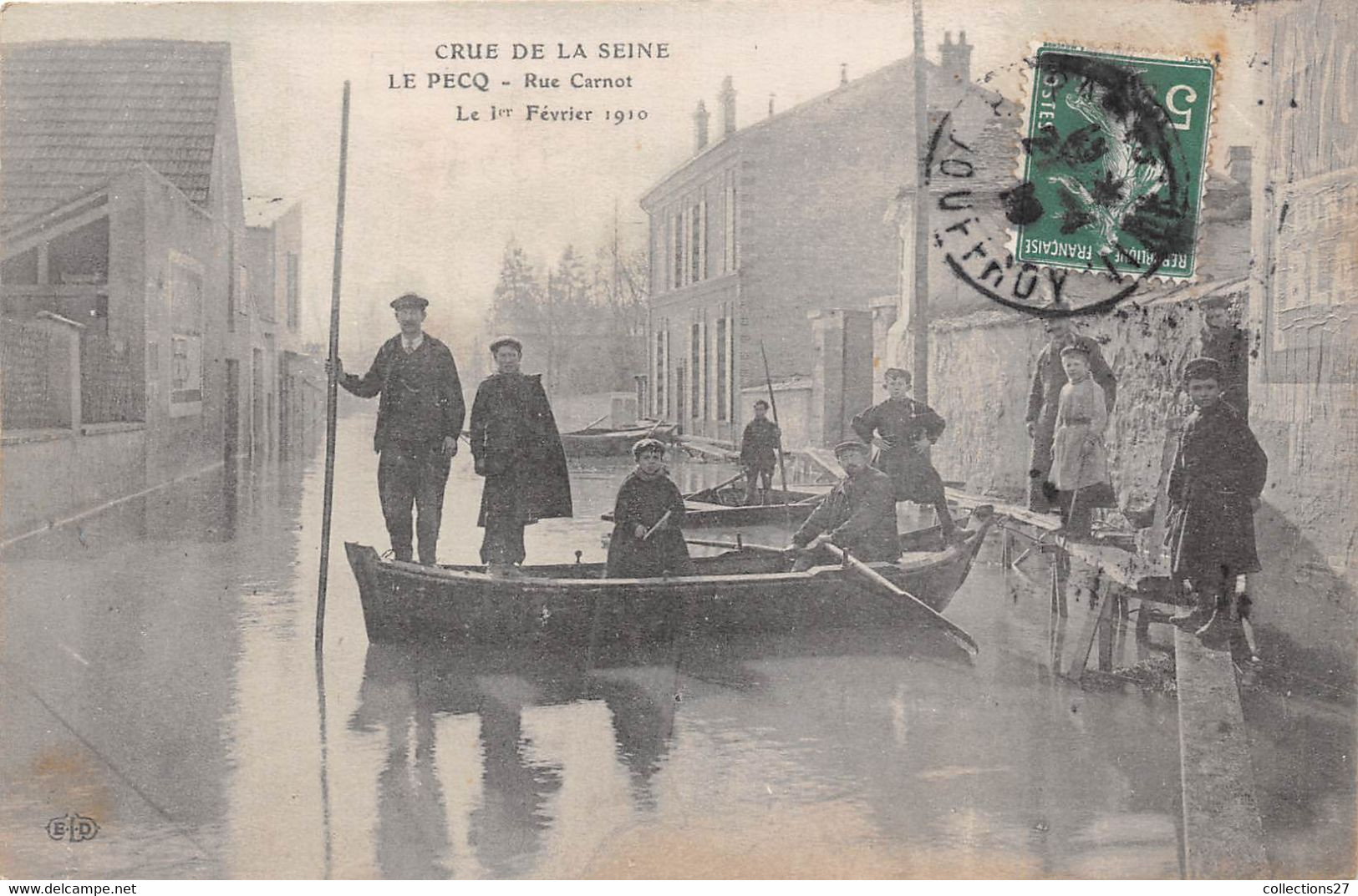 78-LE-PECQ- RUE CARNOT LE 1er FEVRIER 1910- CRUE DE LA SEINE - Le Pecq