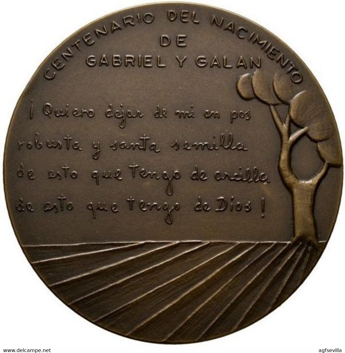 ESPAÑA. MEDALLA CENTENARIO NACIMIENTO POETA GABRIEL Y GALÁN. 1.970. CON ESTUCHE ORIGINAL. ESPAGNE. SPAIN MEDAL - Professionnels/De Société