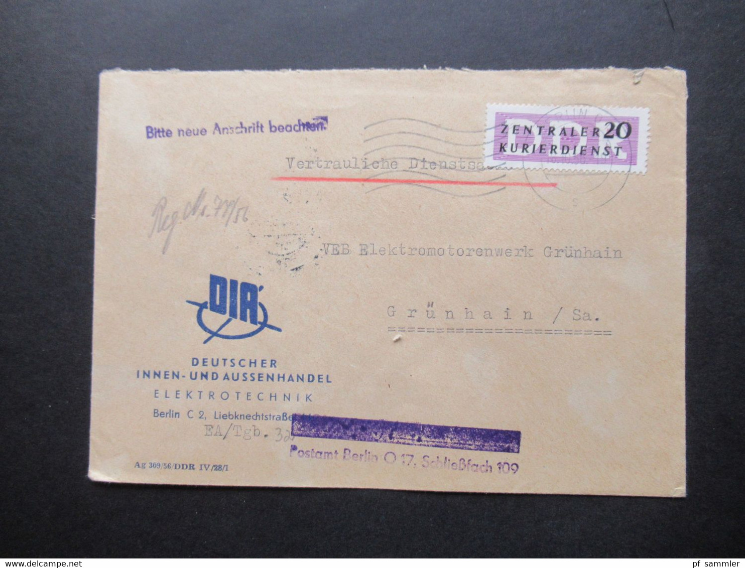 DDR 1956 / 57 Dienstmarken ZKD mit / ohne Aufdruck und ZKD Belege / Behördenpost 60 / 70er Jahre insg. 115 Belege