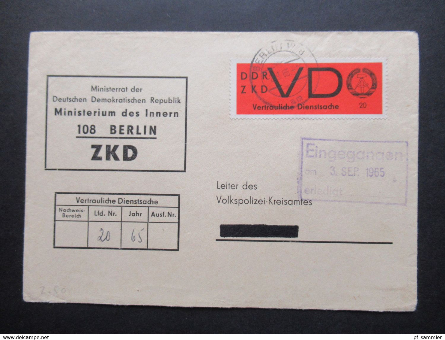 DDR 1956 / 57 Dienstmarken ZKD mit / ohne Aufdruck und ZKD Belege / Behördenpost 60 / 70er Jahre insg. 115 Belege