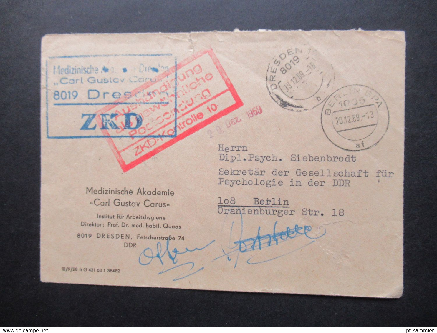 DDR 1956 / 57 Dienstmarken ZKD mit / ohne Aufdruck und ZKD Belege / Behördenpost 60 / 70er Jahre insg. 115 Belege