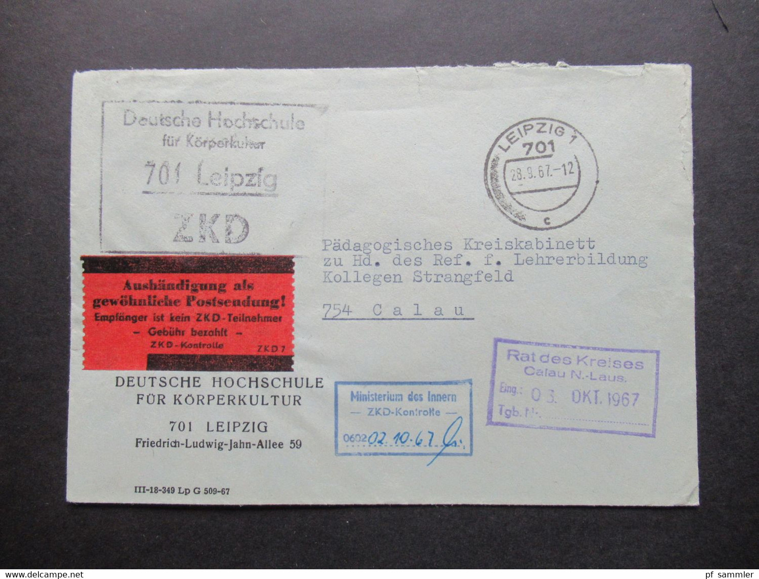 DDR 1956 / 57 Dienstmarken ZKD mit / ohne Aufdruck und ZKD Belege / Behördenpost 60 / 70er Jahre insg. 115 Belege