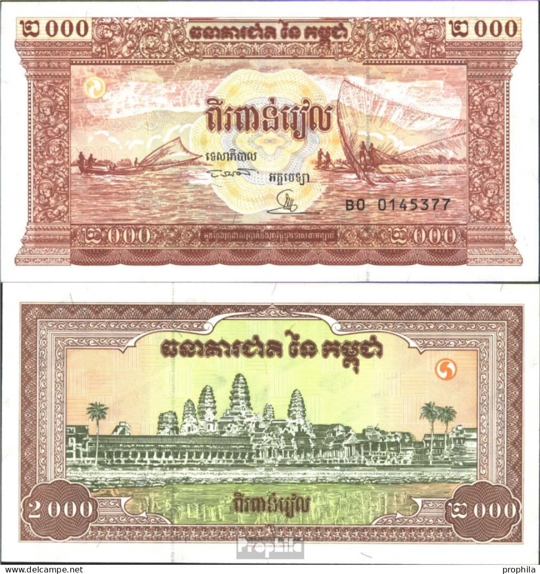 Kambodscha Pick-Nr: 45a Bankfrisch 1995 2.000 Riels - Cambogia