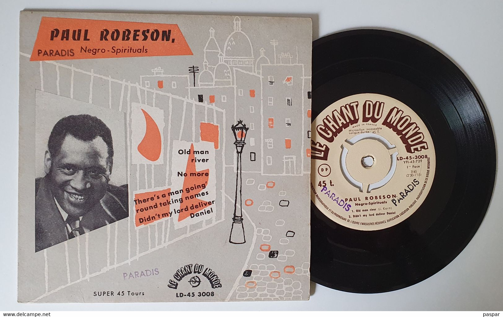 45 Tours : PAUL ROBESON / NEGRO-SPIRITUALS / GOSPEL / OLD MAN RIVER / LE CHANT DU MONDE LD 45 3008 - Chants Gospels Et Religieux