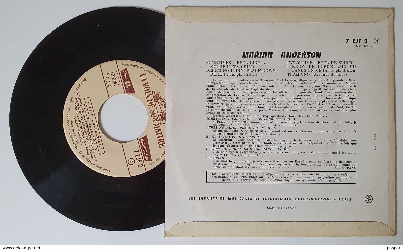 45 Tours : Marian Anderson / NEGRO-SPIRITUALS / GOSPEL / Sometimes / La Voix De Son Maître - Canciones Religiosas Y  Gospels