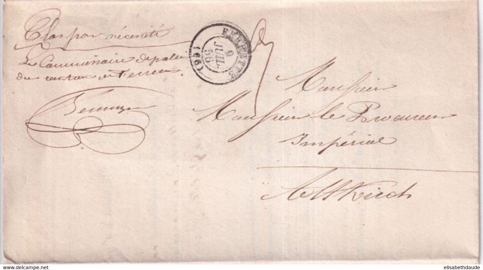 1856 - HAUT-RHIN - LETTRE En FRANCHISE ALLER Et RETOUR (ALTKIRCH / FERRETTE) Avec T15 - Lettres Civiles En Franchise