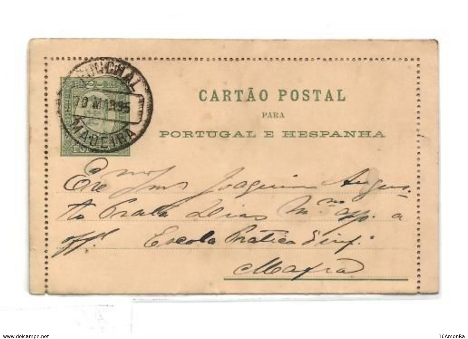 FUNCHAL  E.P. Carte-lettre Postal Stationery Letter Card 25r. Green On Light-cream, Canc. FUNCHAL MADEIRA 10 Mars 1895 t - Other & Unclassified