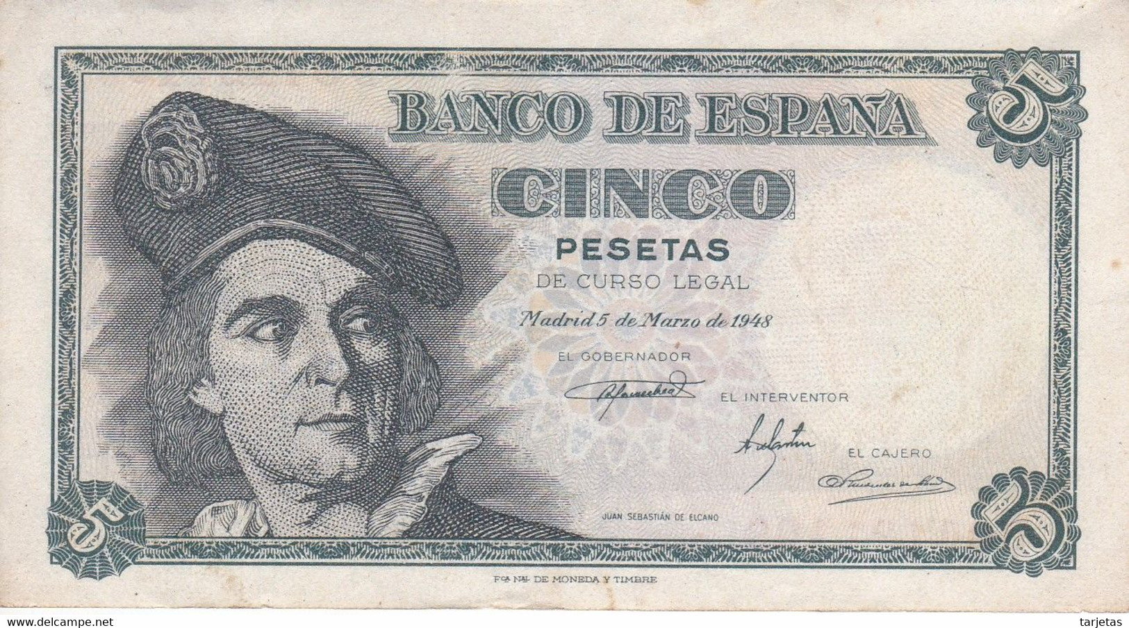 BILLETE DE ESPAÑA DE 5 PTAS DEL 1948 SERIE D CALIDAD MBC (VF) (BANKNOTE) - 5 Peseten