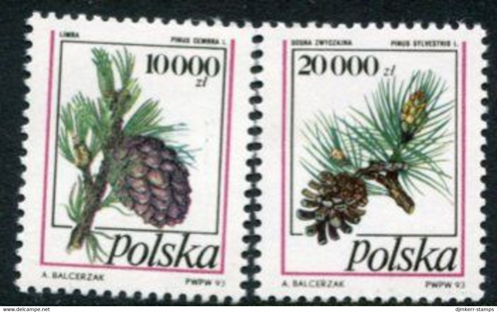 POLAND 1993 Coniferous Trees  MNH / **  Michel 3456-57 - Unused Stamps