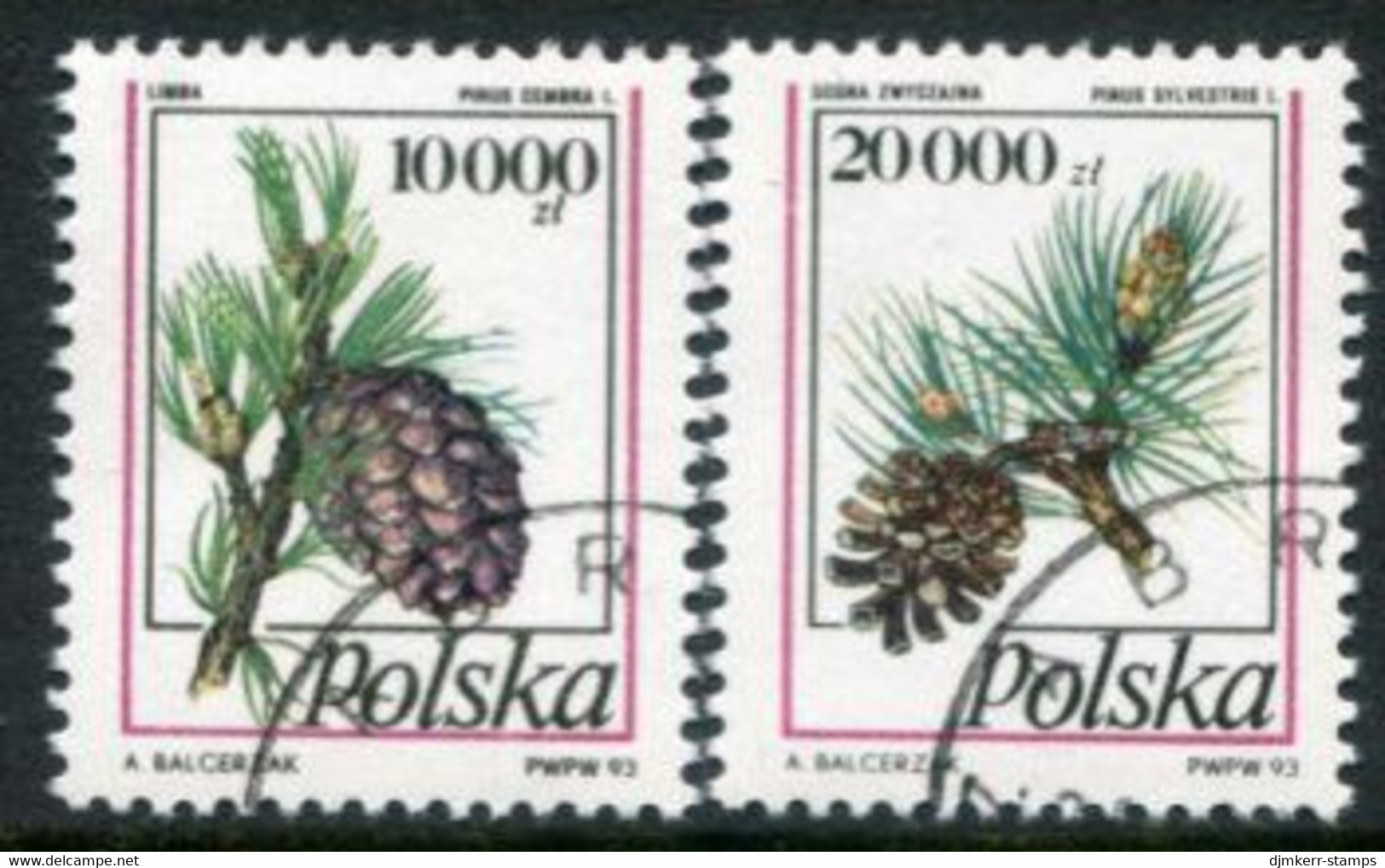 POLAND 1993 Coniferous Trees  Used  Michel 3456-57 - Oblitérés