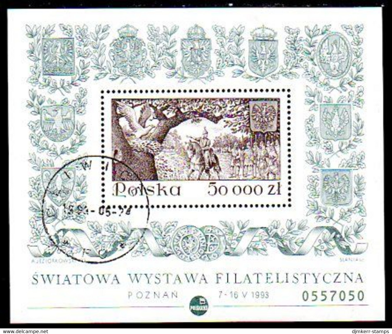 POLAND 1993 POLSKA Philatelic Exhibition Perforated Block Used  Michel Block 122A - Usados