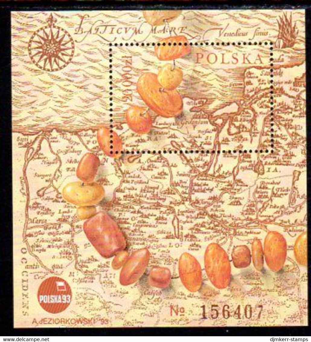 POLAND 1993 POLSKA Philatelic Exhibition; Amber Road Block MNH / **.  Michel Block 121 - Unused Stamps