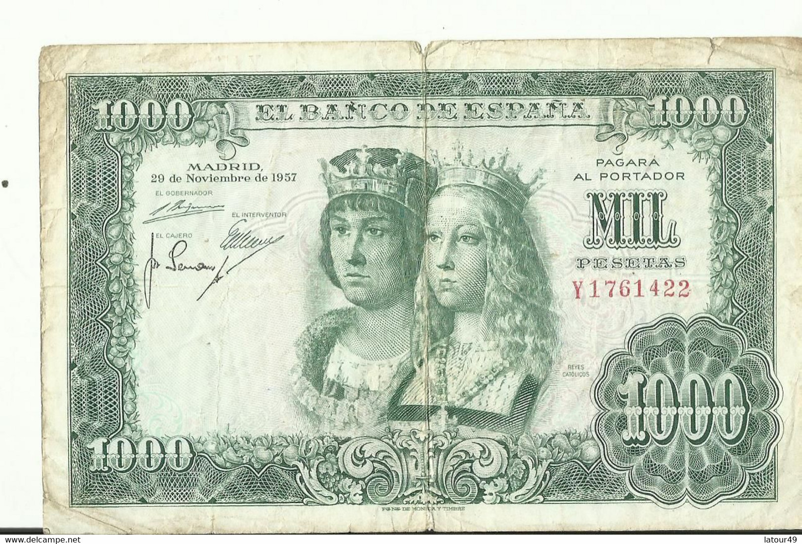 EL BANCO DE ESPANA  PAGARA AL  PORTADOR MIL PESETAS 1957 - 1000 Peseten