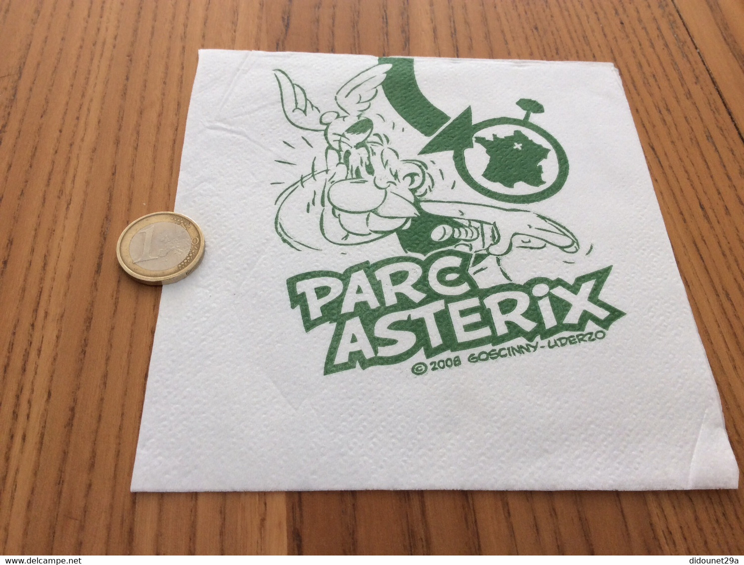 Serviette Papier ** "PARC ASTERIX - 2008 GOSCINNY UDERZO" 14,5x14,8cm Pliée - Company Logo Napkins