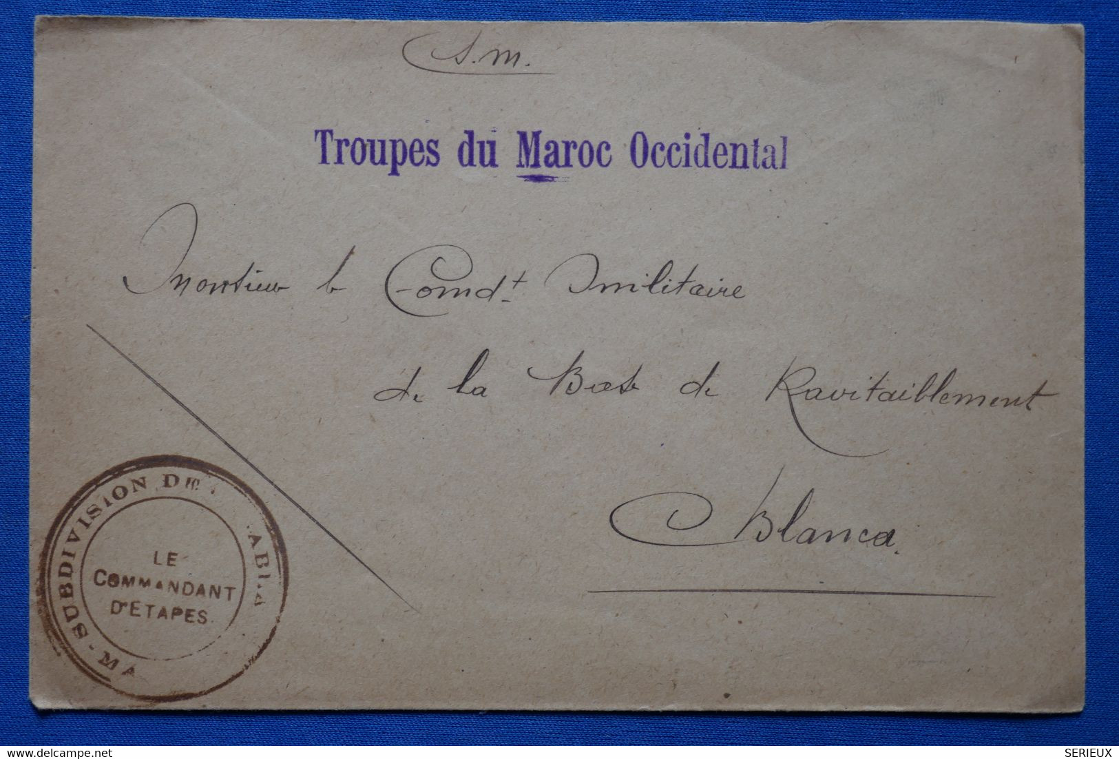 Y11 MAROC OCCIDENTAL  BELLE LETTRE RARE 1915 TROUPES COMMANDANT CASABLANCA + + AFFR. INTERESSANT - Covers & Documents
