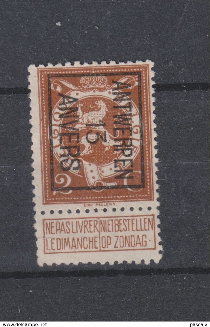 COB 40B (*) ANTWERPEN 13 - Typografisch 1912-14 (Cijfer-leeuw)