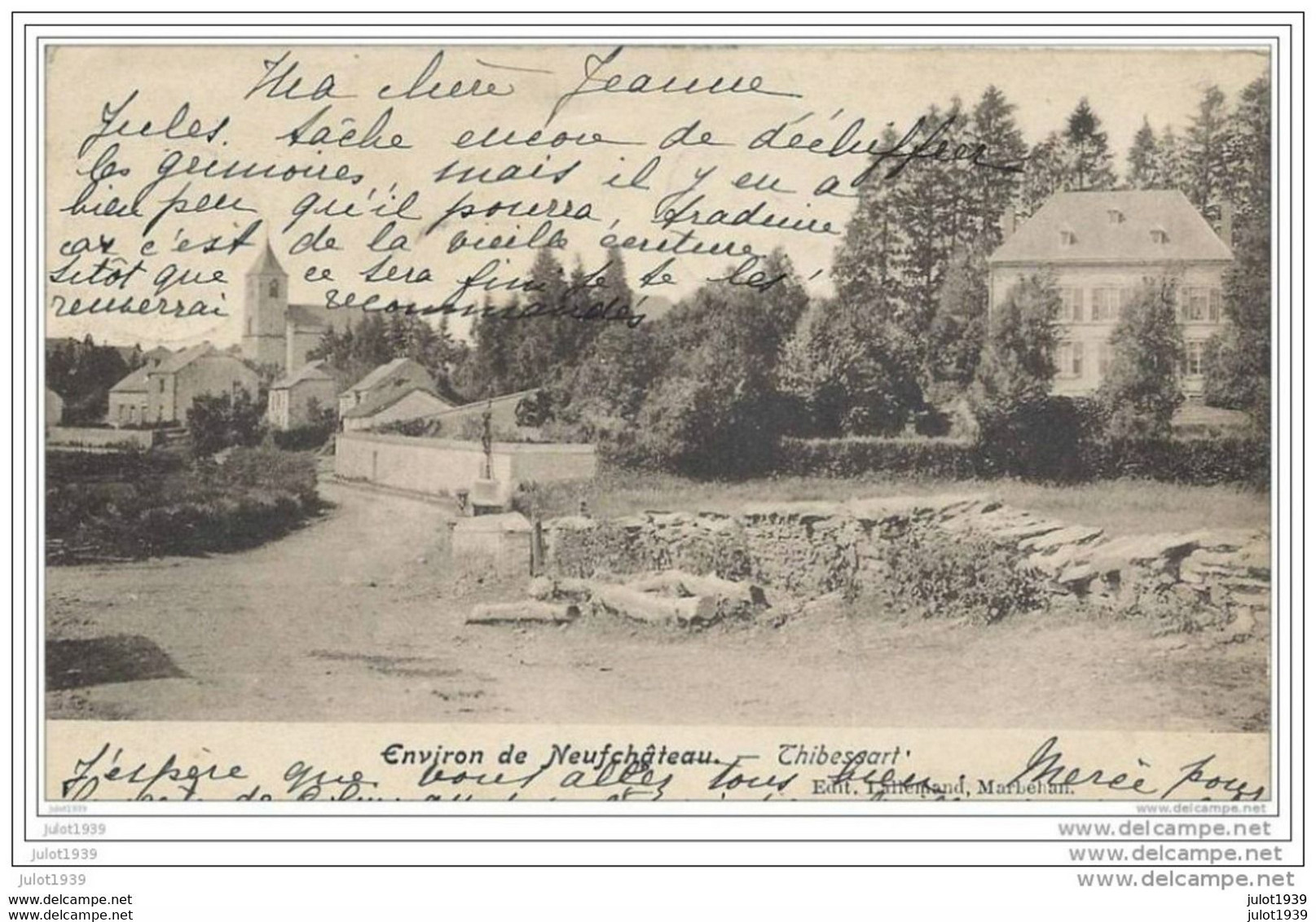 THIBESSART ..--  Le Village . 1906 Vers FLAWINNE ( Mme Ed. DAVID , Au Château ) . Voir Verso . - Léglise