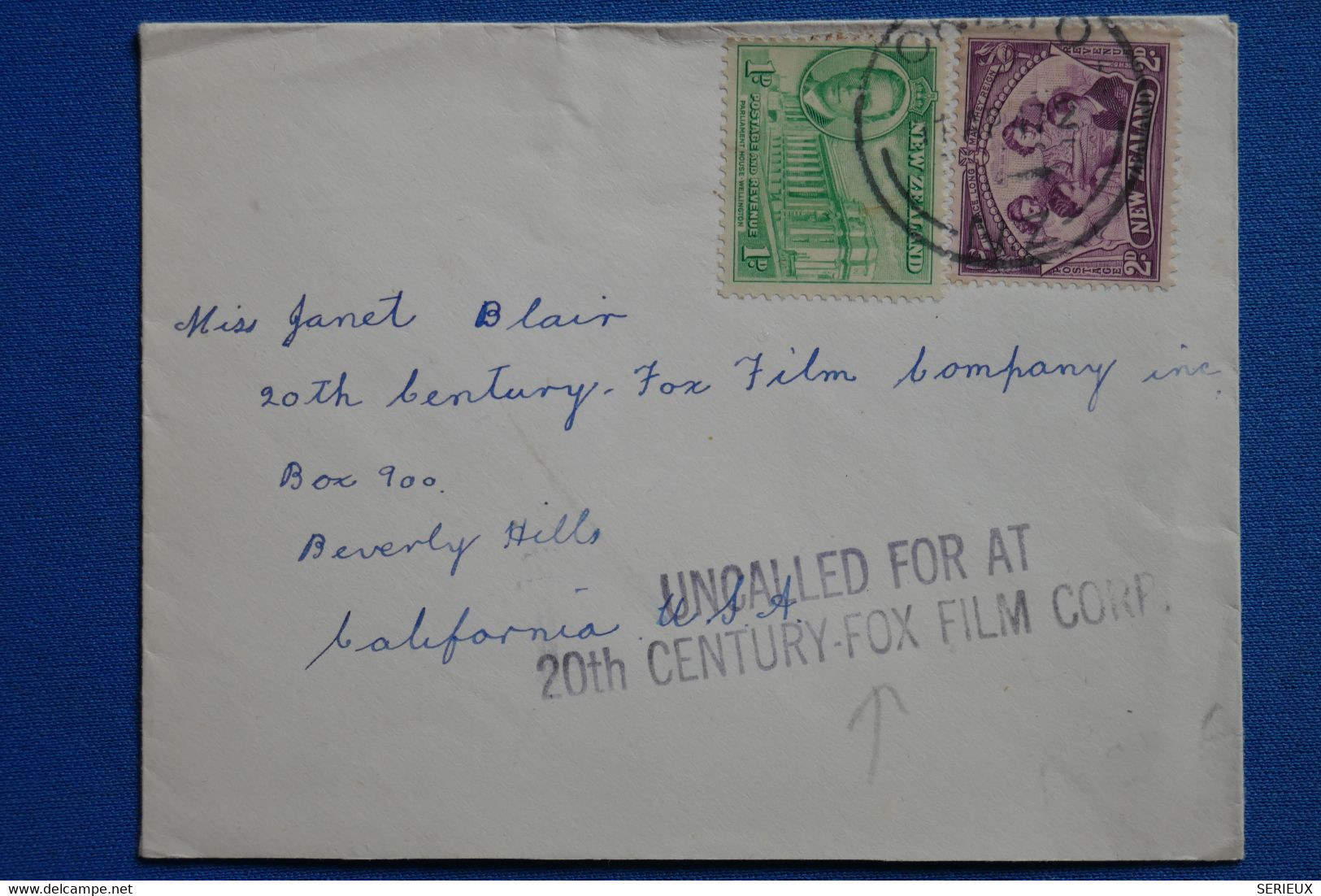 C NEW ZEALAND  BELLE LETTRE   1936 POUR BEVERLY HILLS  USA  FOR GREAT  ACTRESS JANET BLAIR !! + AFFRANCH. INTERESSANT - Storia Postale