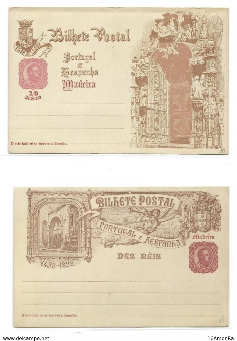 MADEIRA 2 Different  E.P. Carte Postal Stationery Card 10r. Red And Brown On Light Green And 10r. Red And Purple-brown O - Other & Unclassified