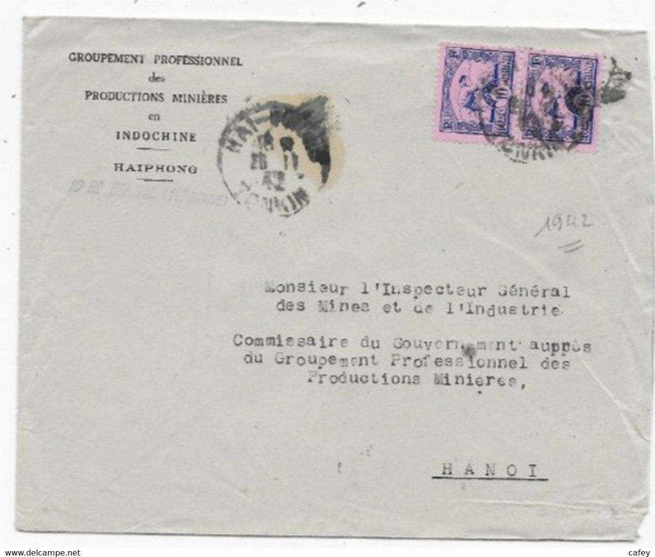 Lettre INDOCHINE  HAIPHONG P / HANOI Novembre 1942  Bonne Date - Briefe U. Dokumente