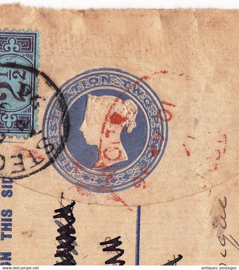 Lettre Recommandée 1896 Registered Entier Postal Birmingham England Liège Belgique Registration Two Pence - Interi Postali